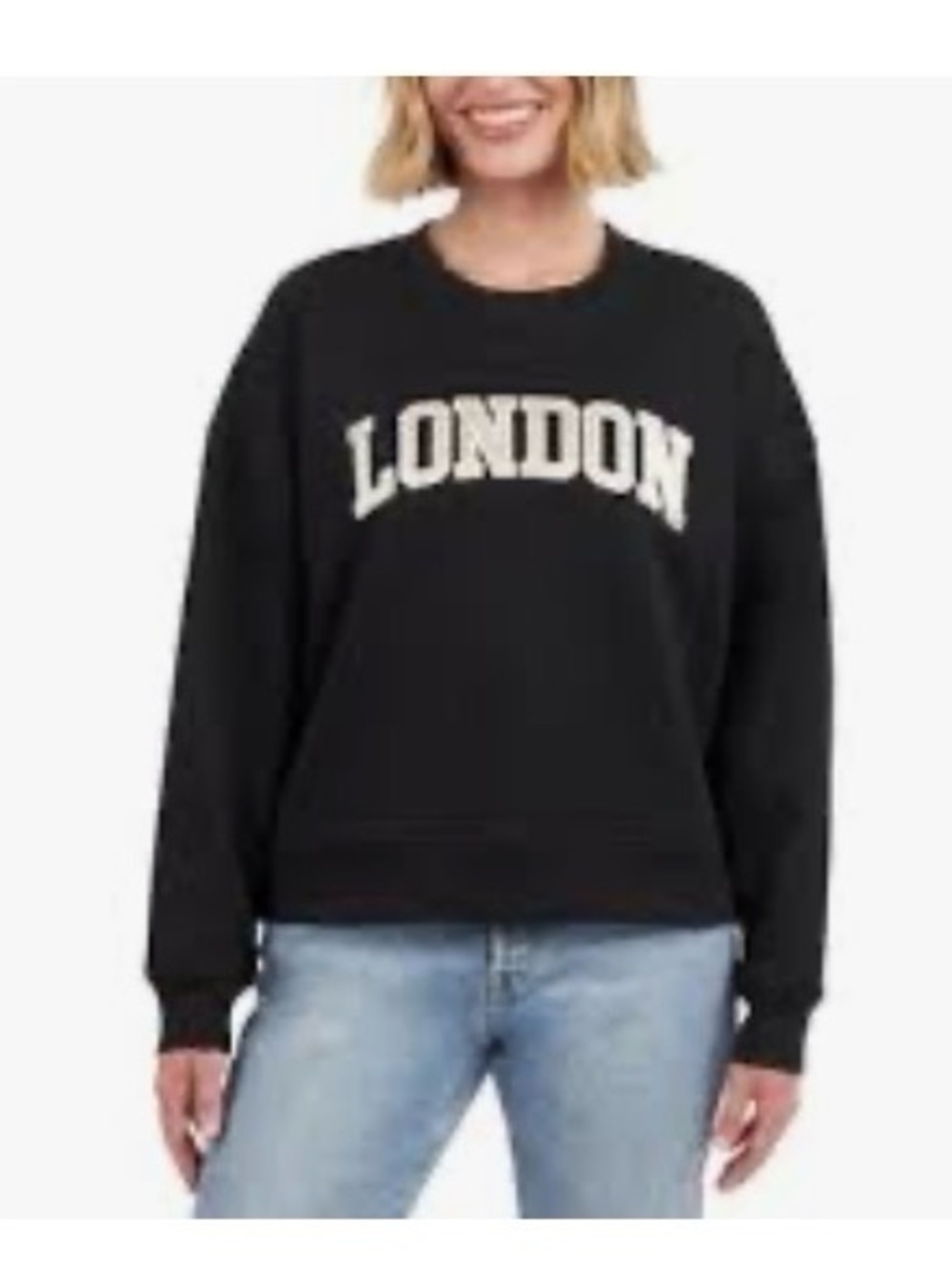 Black 'London' Crewneck Sweater - Casual Women's Pullover
